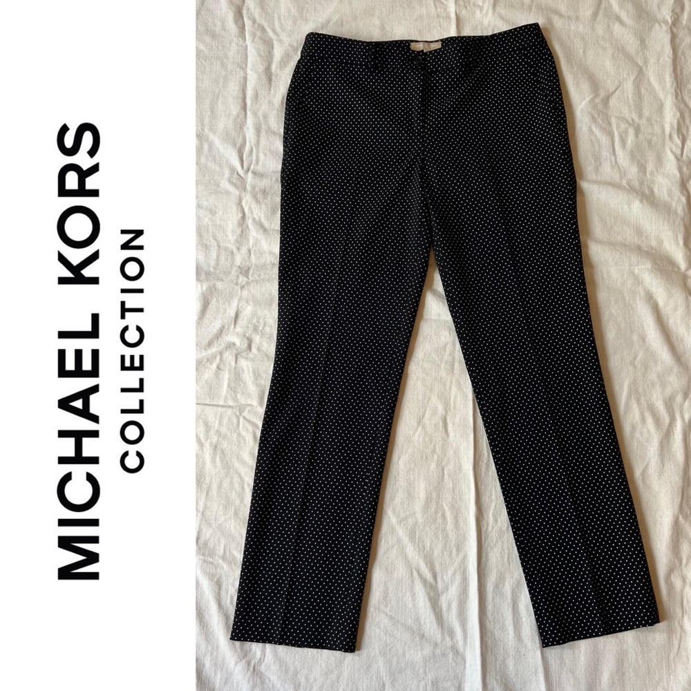 MICHAEL KORS COLLECTION black polka dot straight leg pants